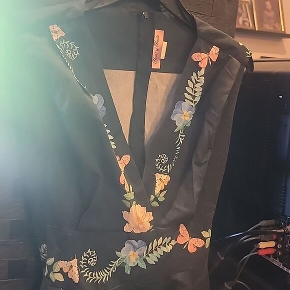 Floral Black Dress HEART OF HAUTE size S - Picture 3 of 6